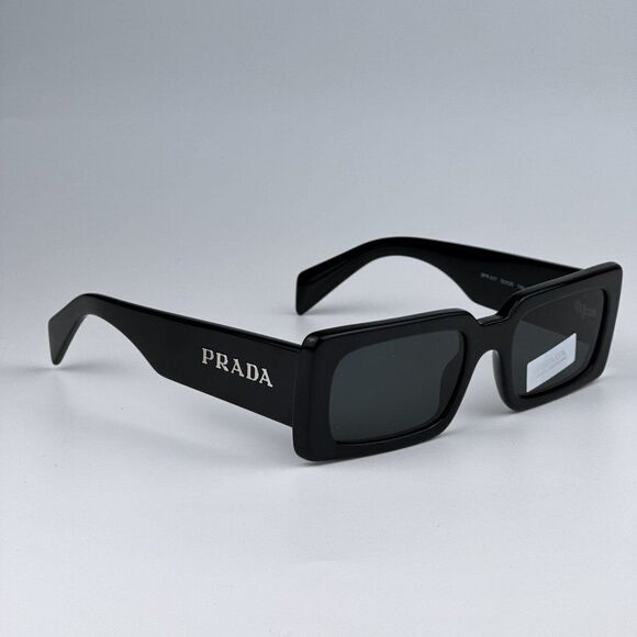 NEW Prada PRA07S 1AB5S0 Black Dark Grey Cat Eye Rectangle Sunglasses PR A07S - Picture 7 of 12